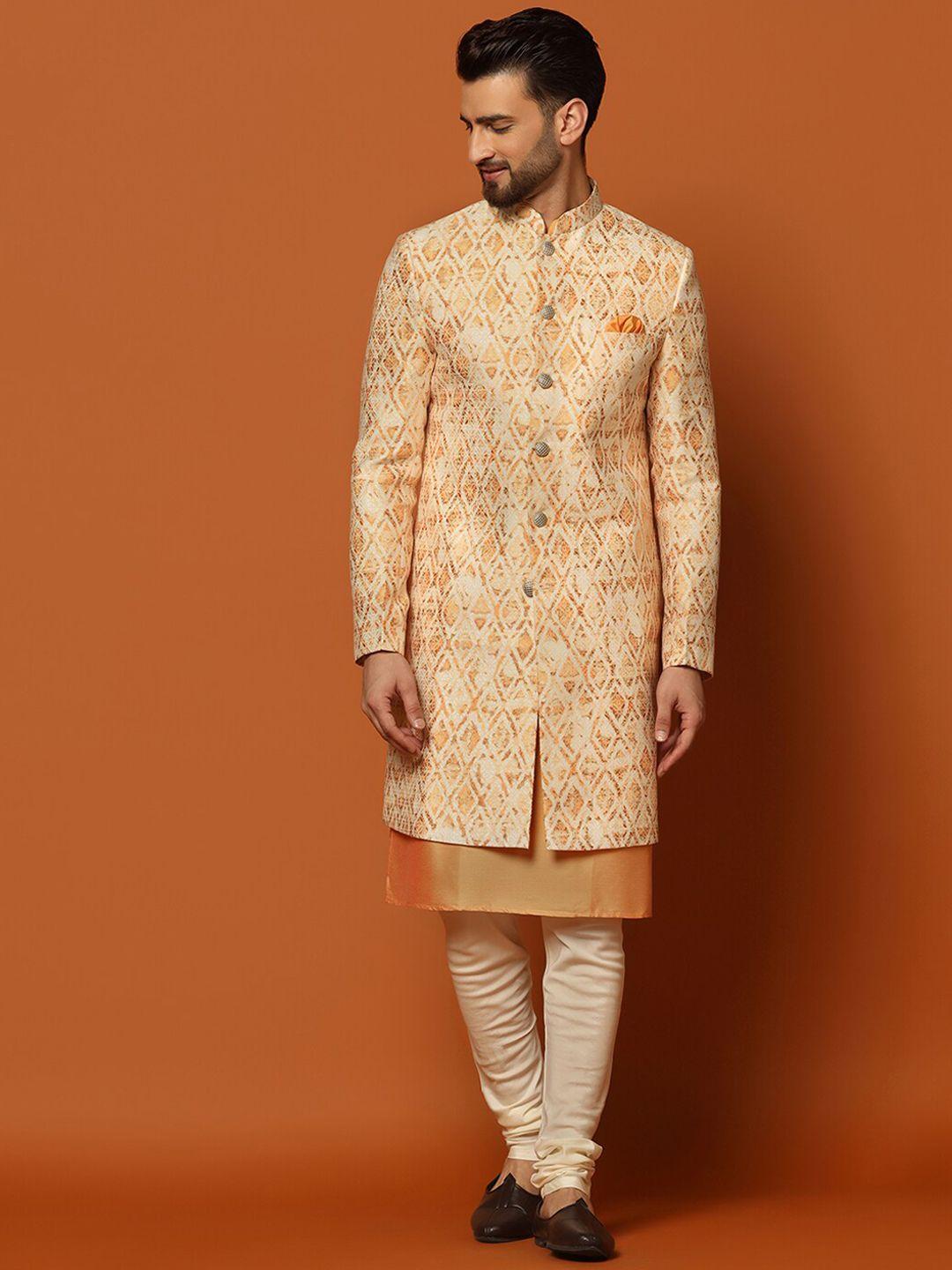 kisah self-design cotton sherwani set