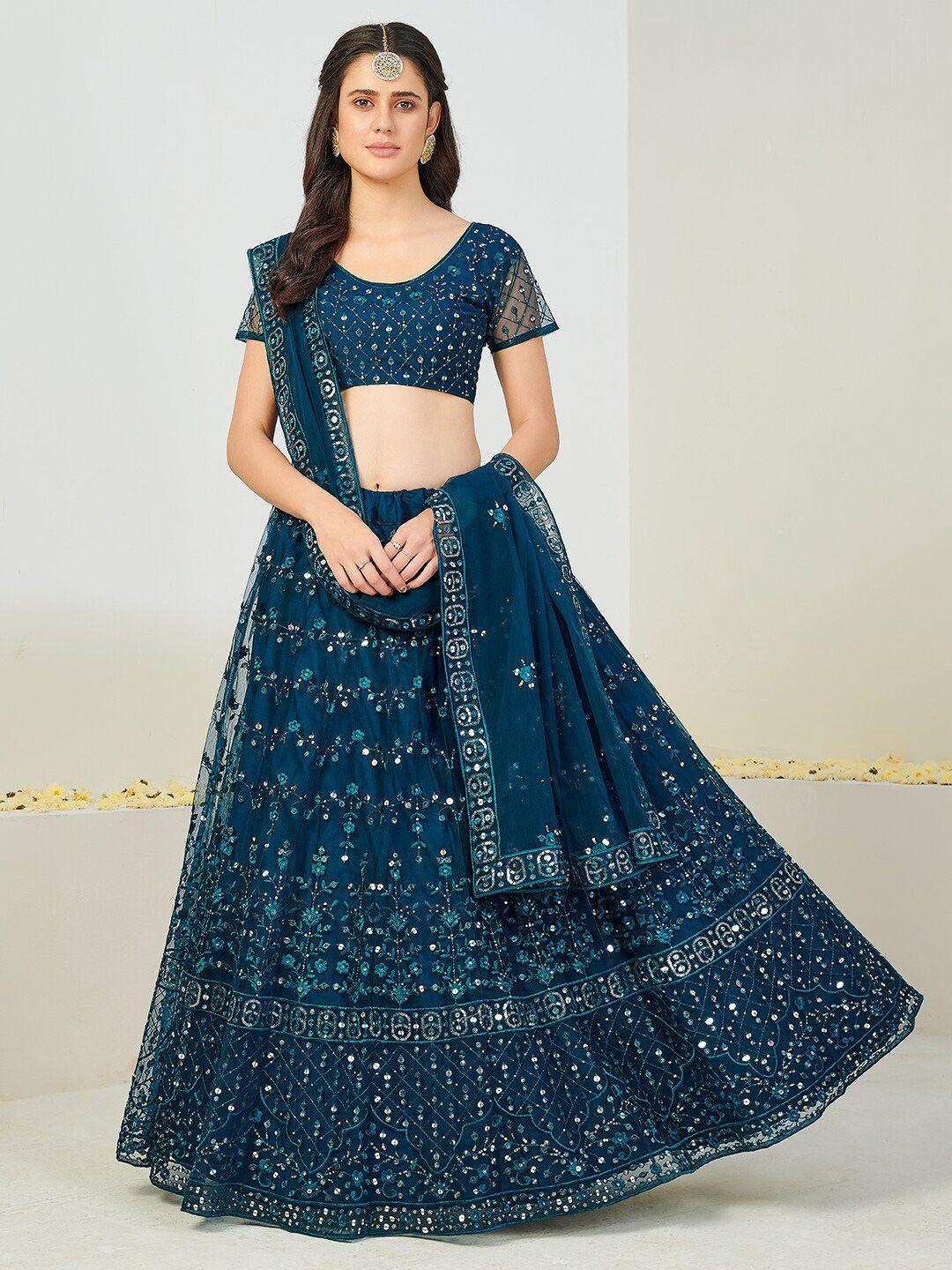 shopgarb embellished sequinned semi-stitched net lehenga choli with dupatta