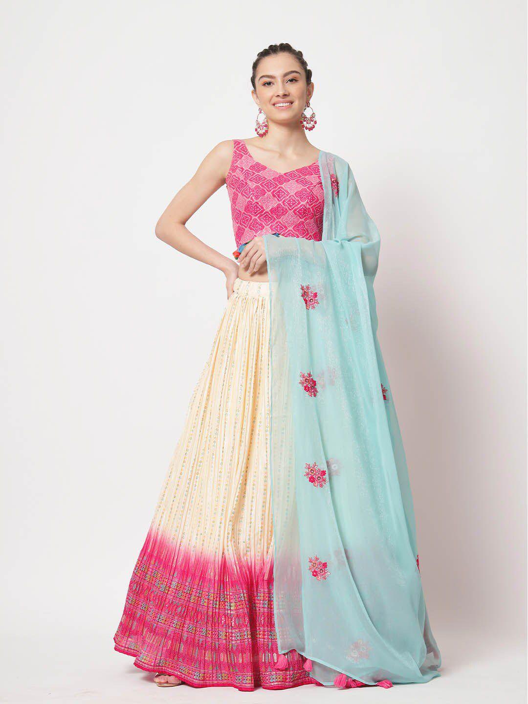 shubhkala embellished sequinned semi-stitched lehenga & unstitched blouse with dupatta