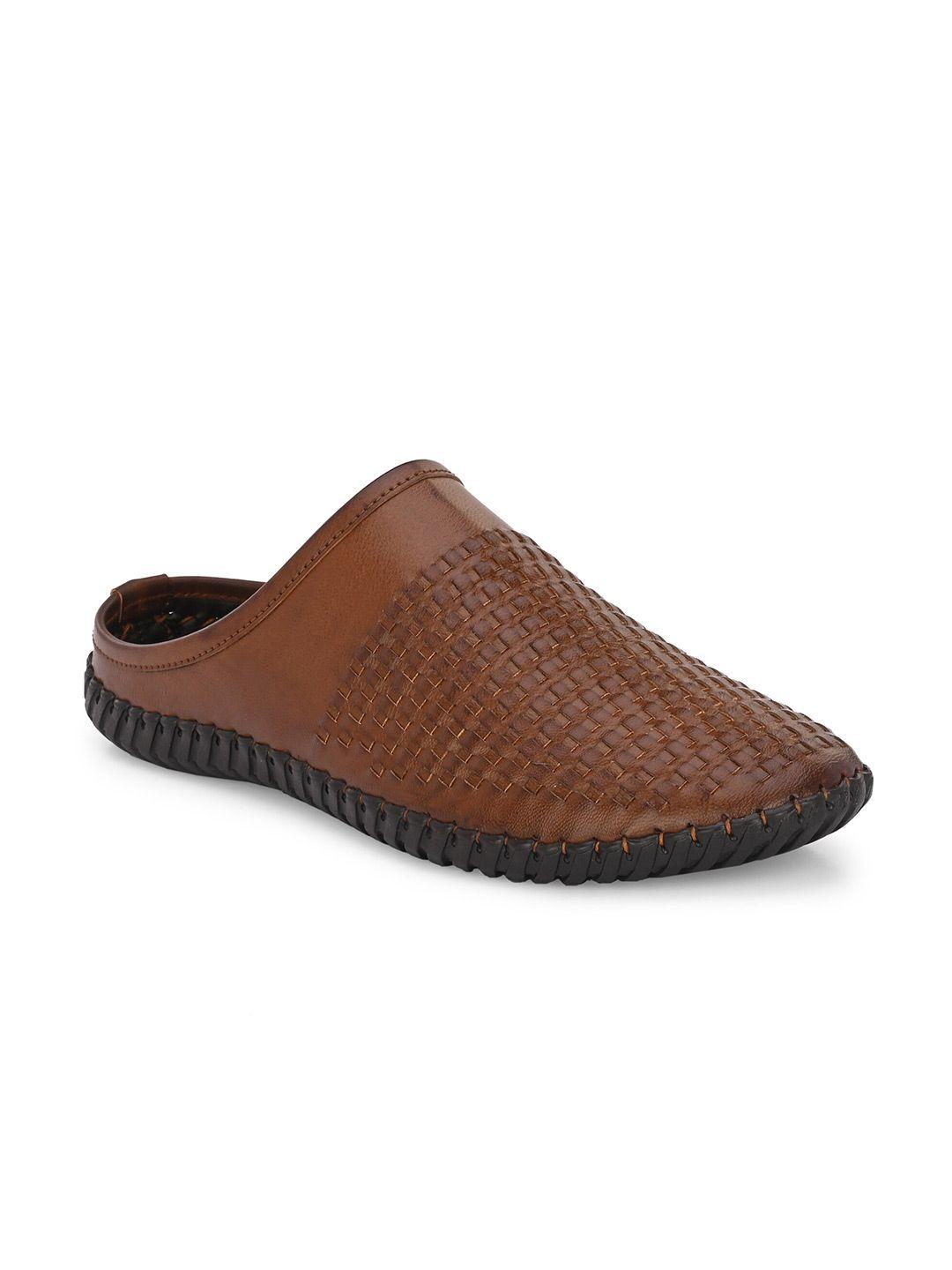 anouk men tan brown woven design shoe-style sandals