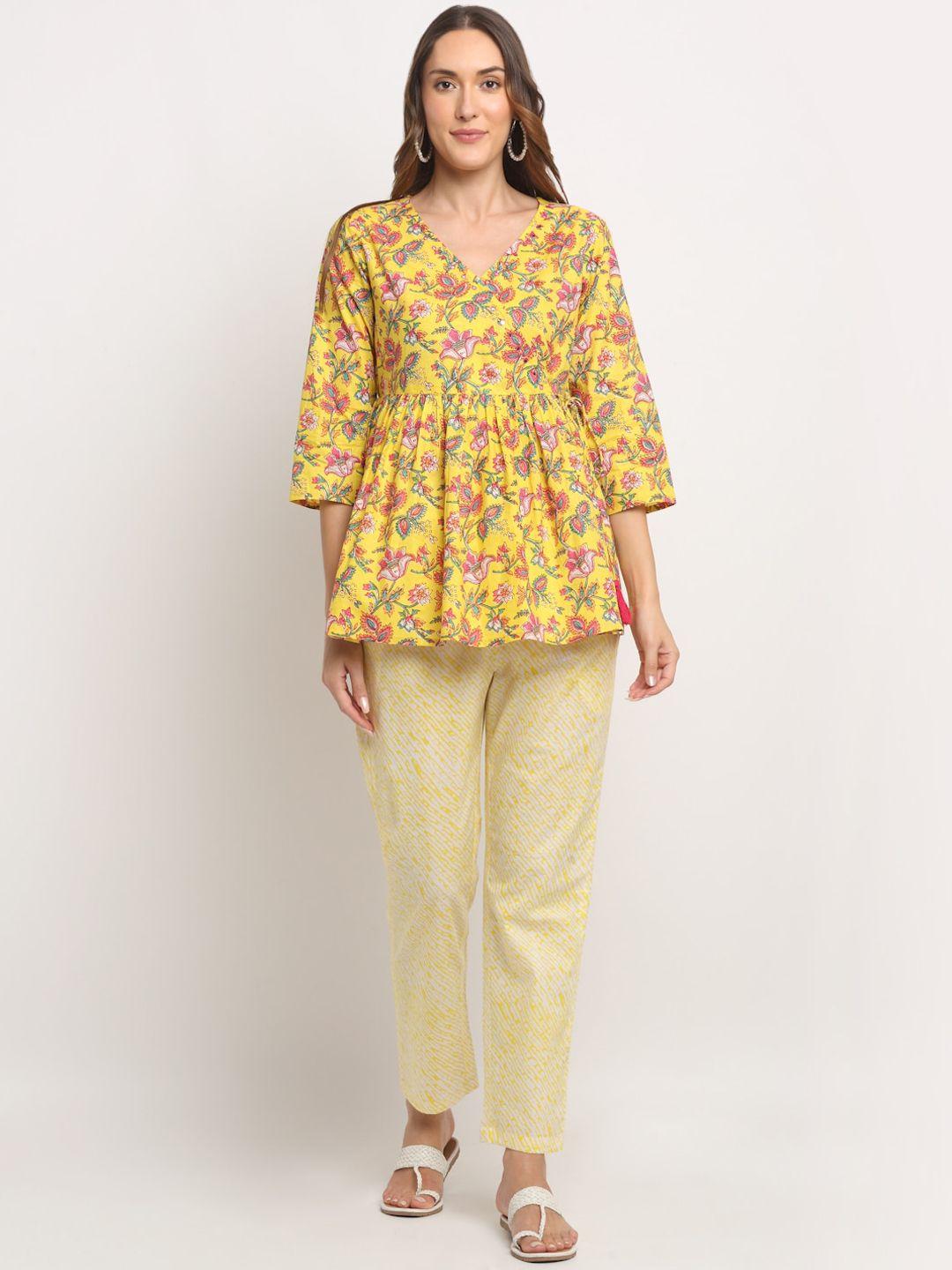 kalini floral printed angrakha tunic with trousers