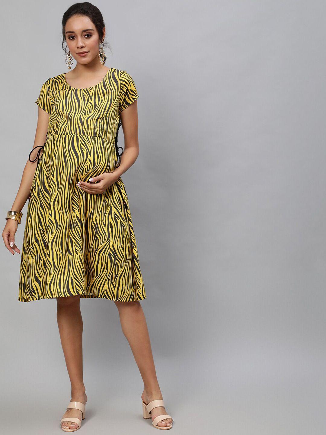 antaran animal printed maternity & feeding cotton a-line dress