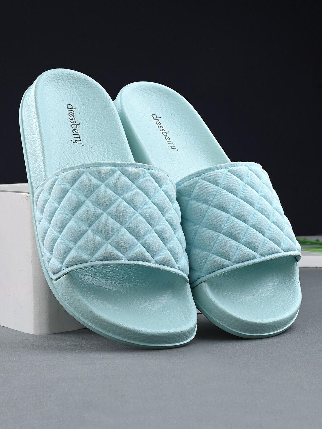 dressberry women blue textured sliders