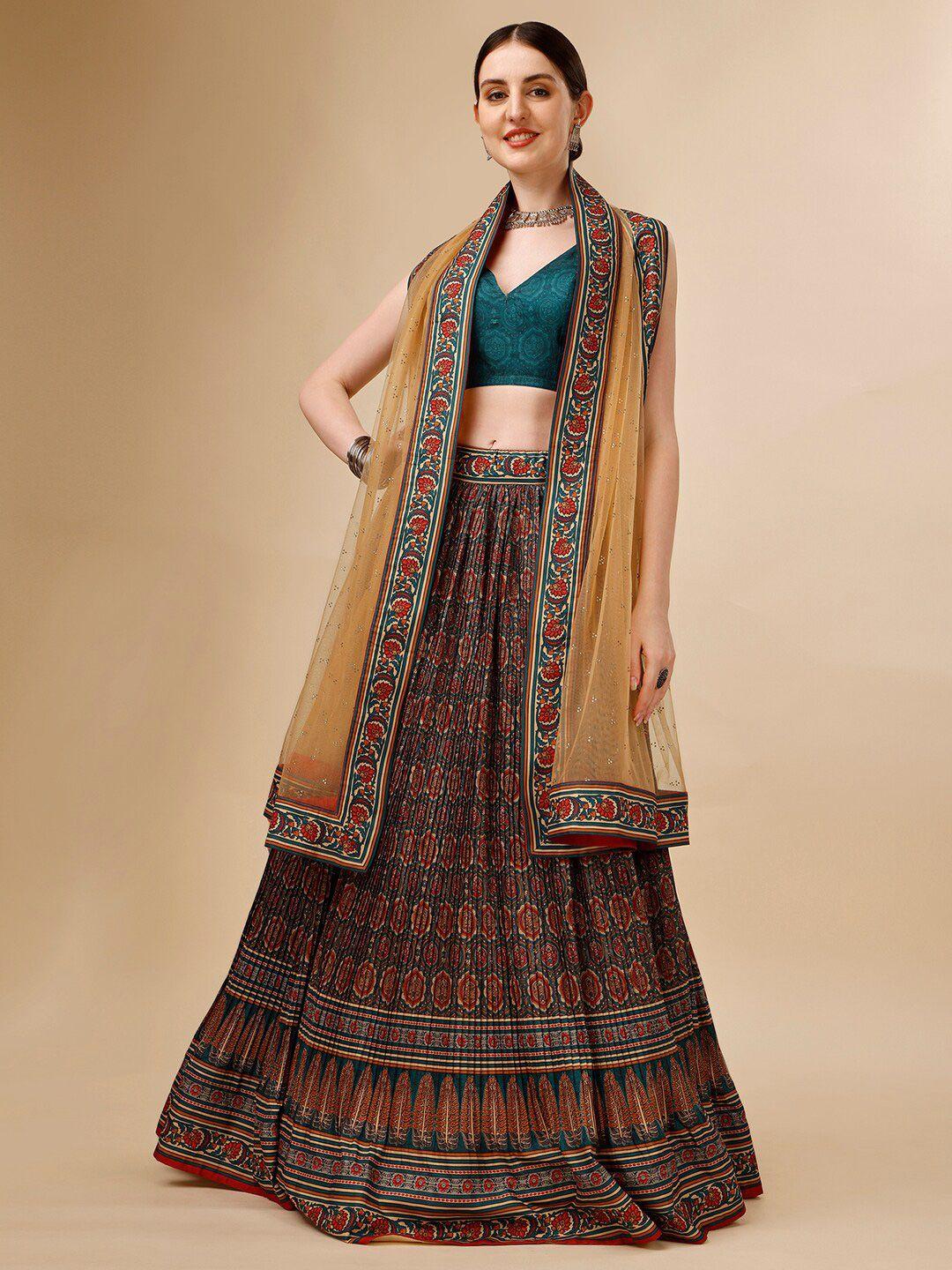 saptrangi printed sequinned ready to wear lehenga & blouse with dupatta