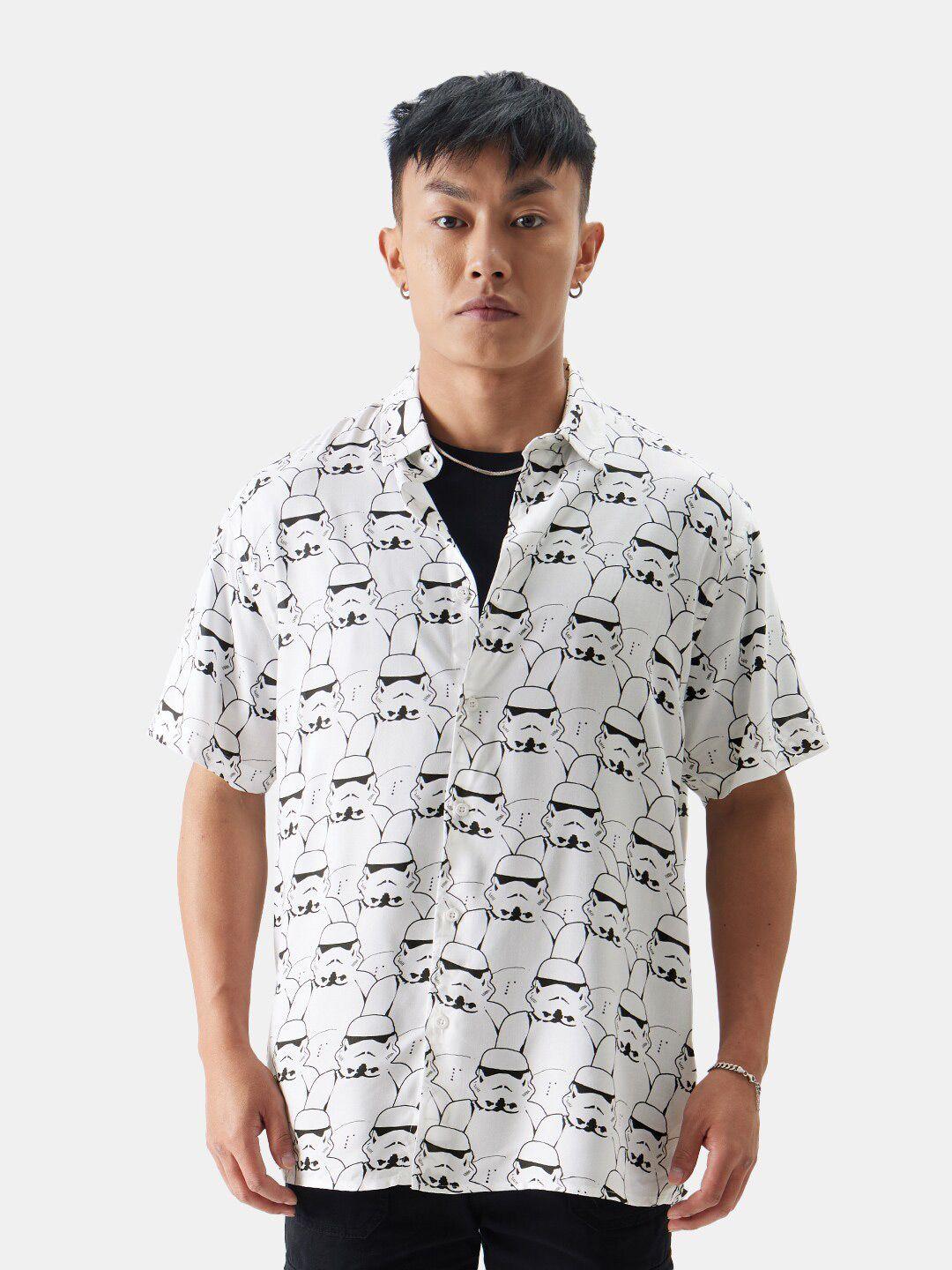 the souled store relaxed abstract printed spread collar shirt