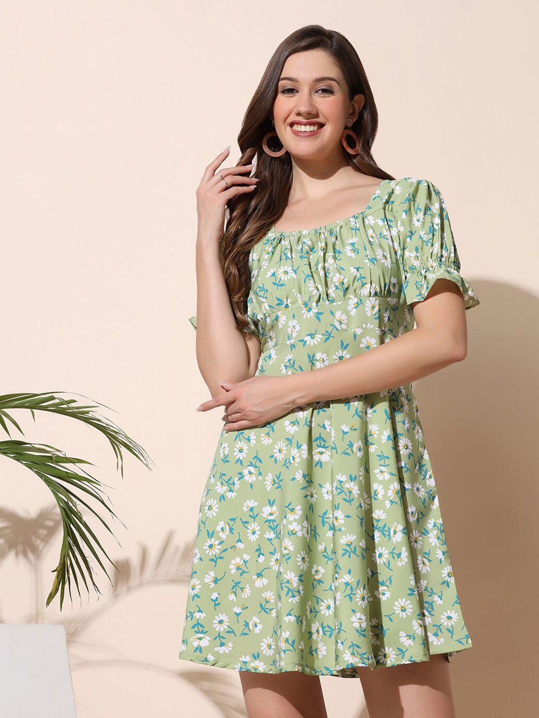 fashion dream floral print crepe a-line dress