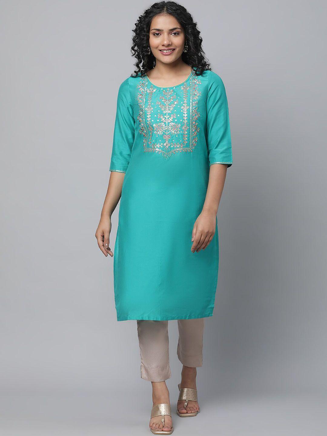 aurelia ethnic motifs yoke design sequined kurta with trousers