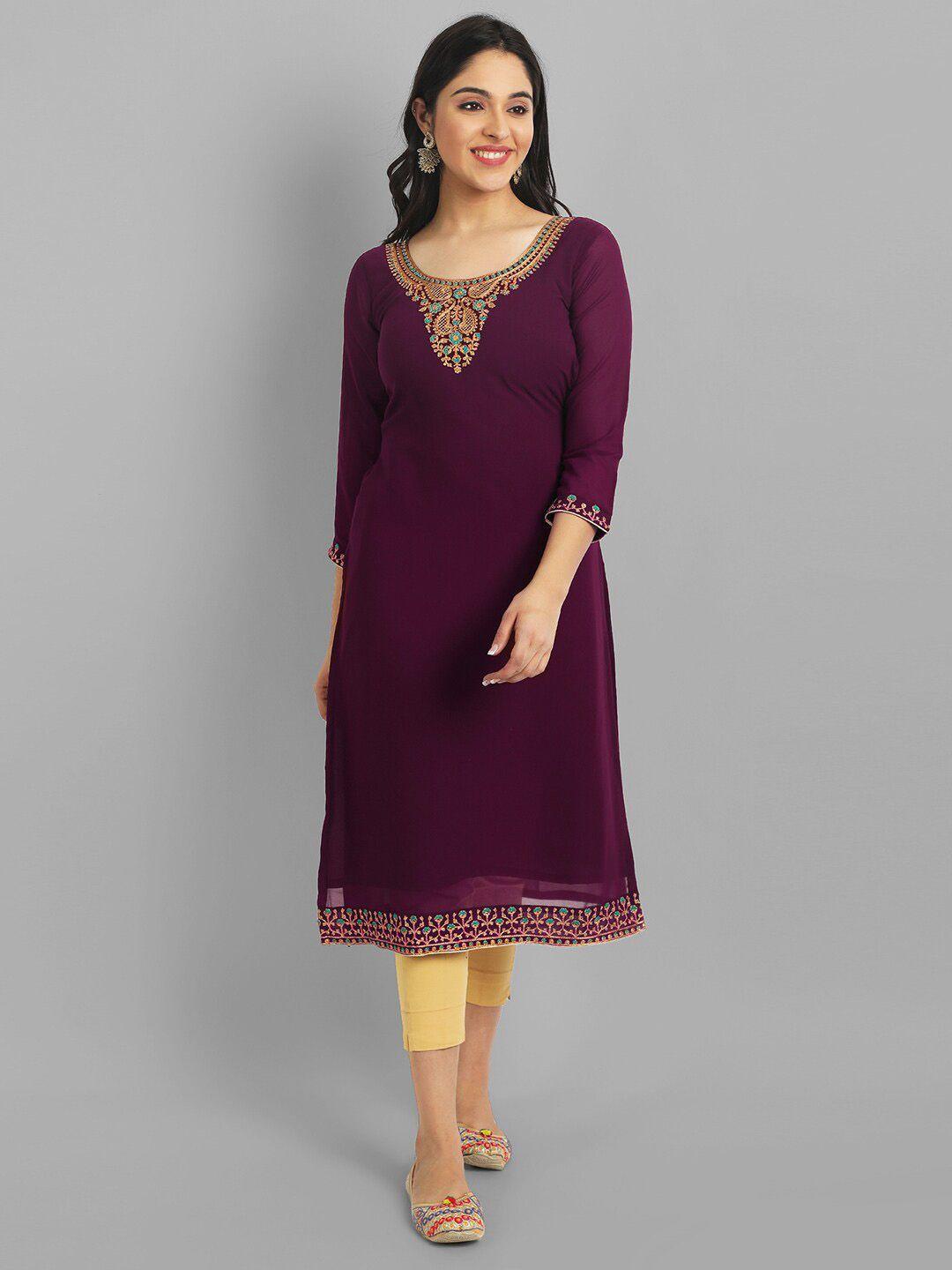 femvy ethnic motif yoke design georgette kurta