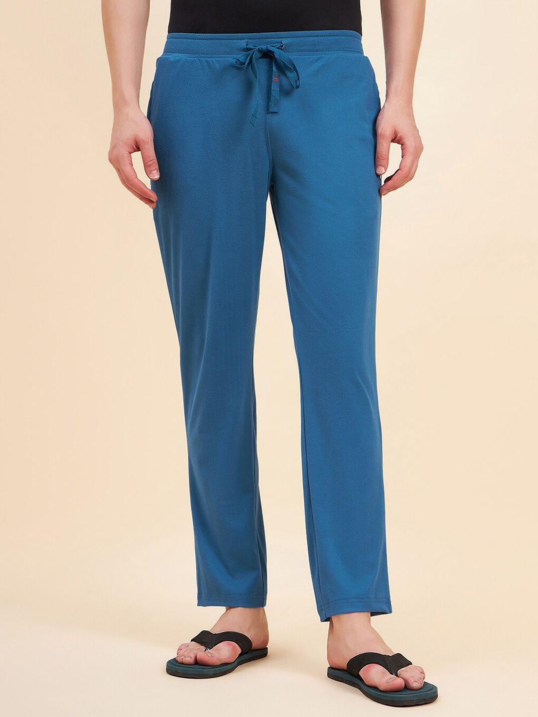 sweet dreams men teal blue mid-rise lounge pants