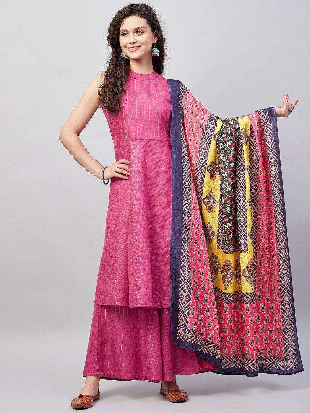 inweave purple & blue paisley printed dupatta