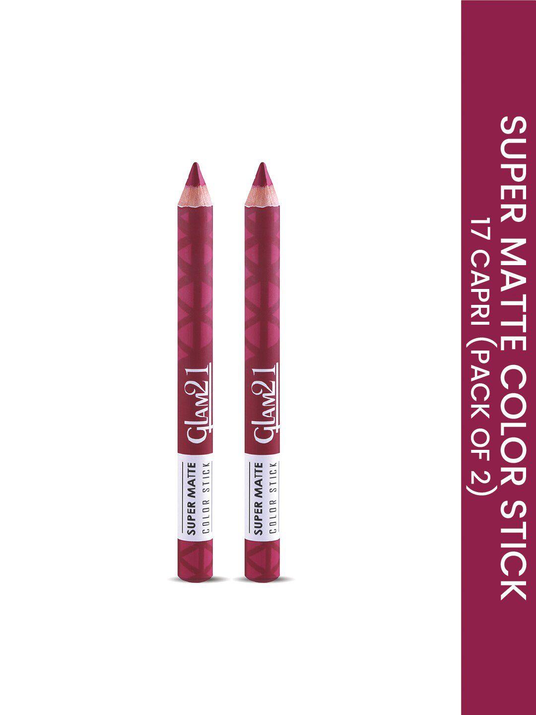 glam21 set of 2 super matte non-drying long-lasting colorstick - capri 17