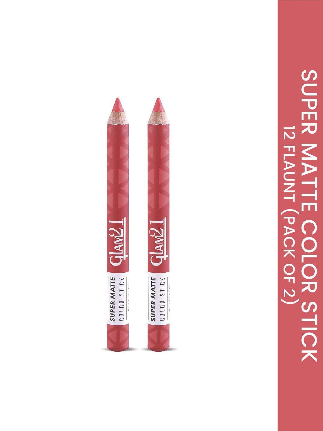 glam21 set of 2 super matte non-drying long-lasting colorstick - flaunt 12