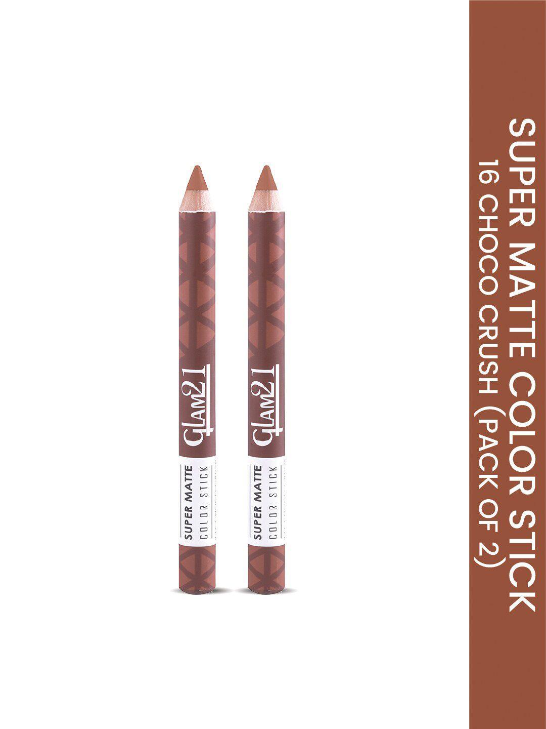 glam21 set of 2 super matte non-drying long-lasting colorstick - choco crush 16