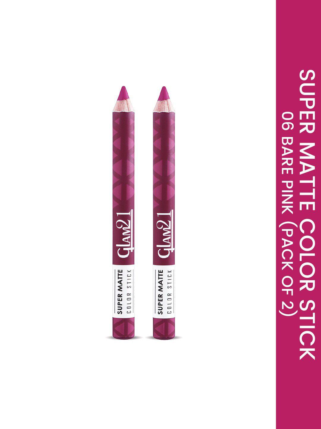 glam21 set of 2 super matte non-drying long-lasting colorstick - barbie pink 06