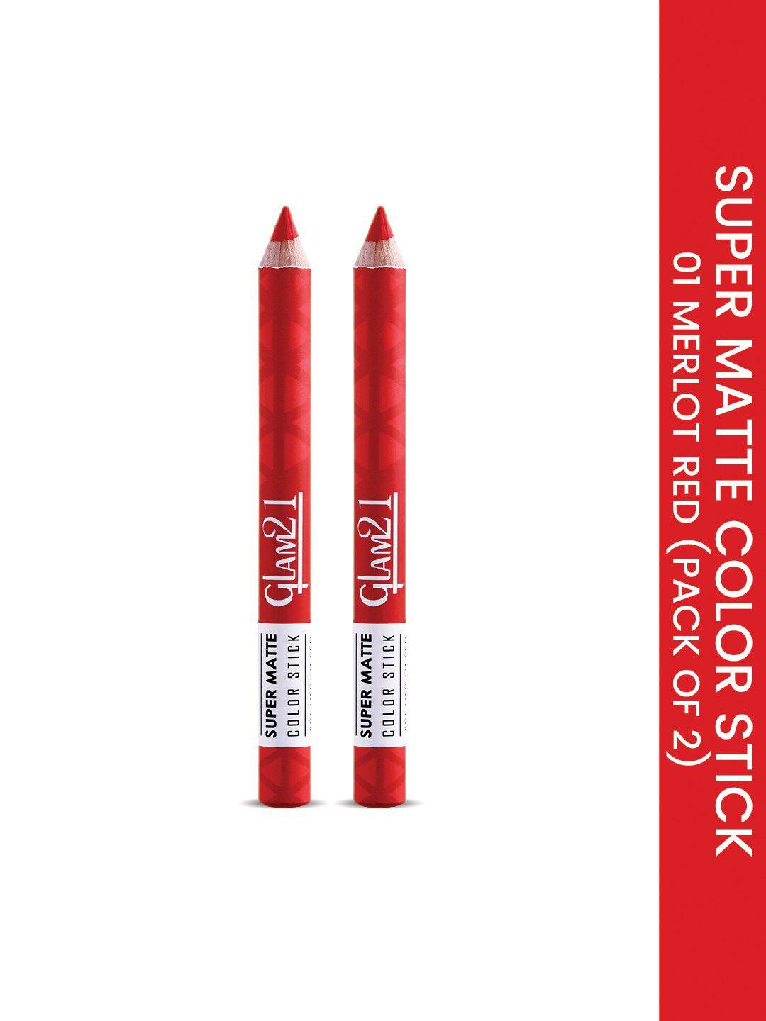 glam21 set of 2 super matte non-drying long-lasting colorstick - merlot red 01