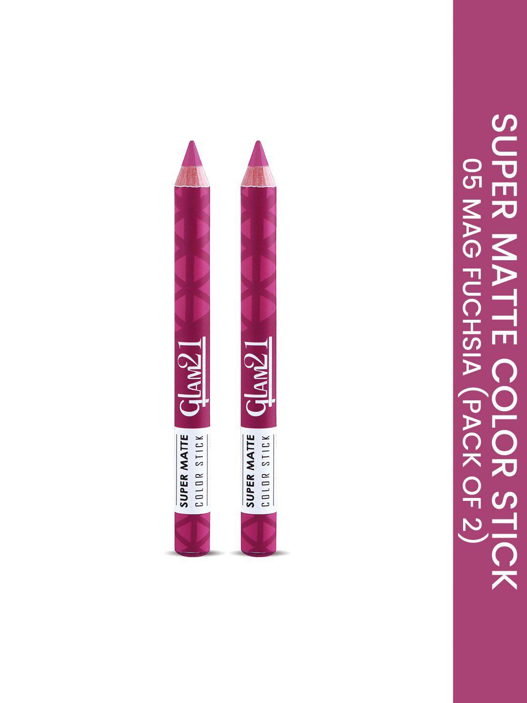 glam21 set of 2 super matte non-drying long-lasting colorstick - mag fucshia 05