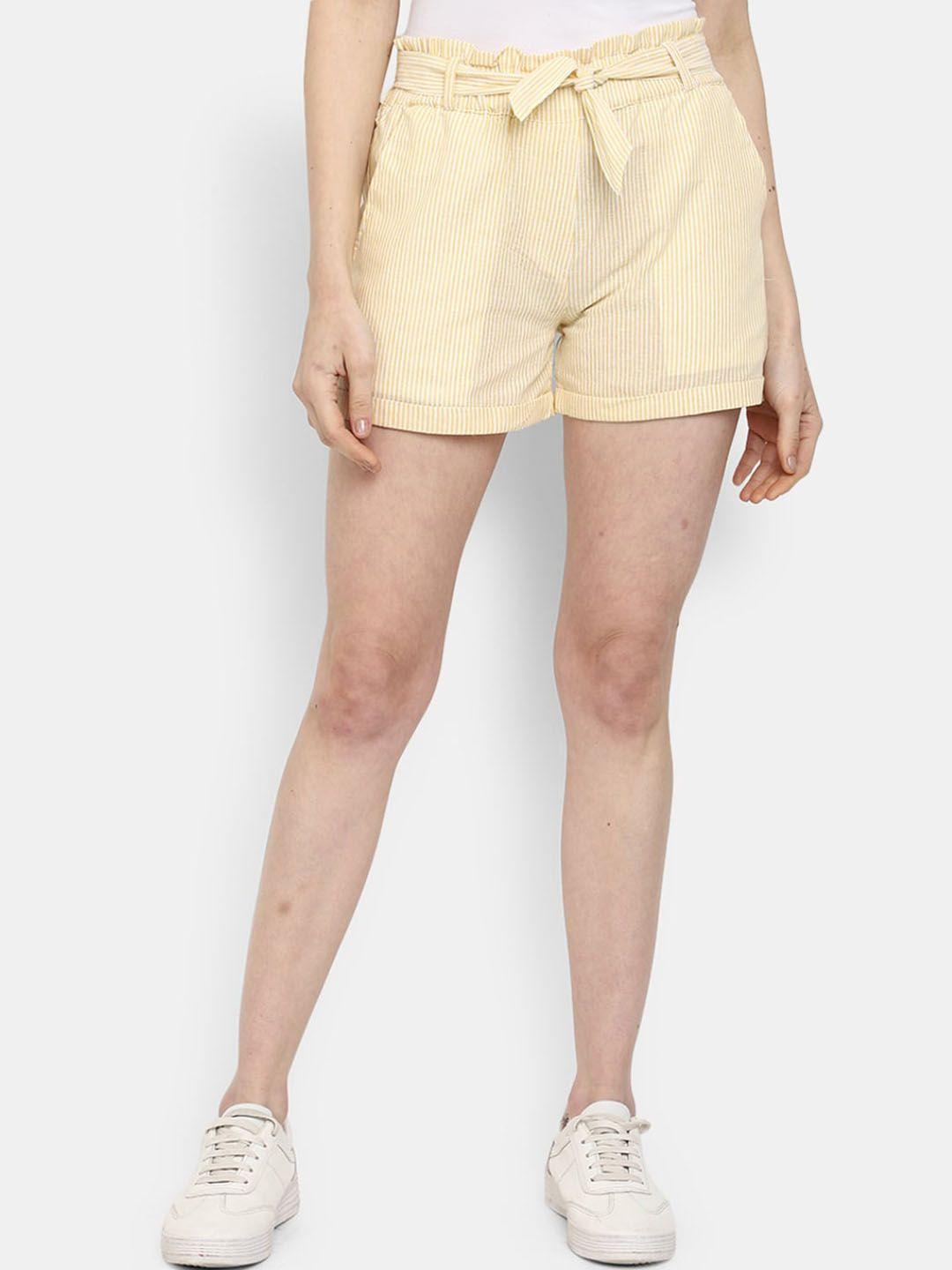 v-mart women mid-rise striped cotton shorts