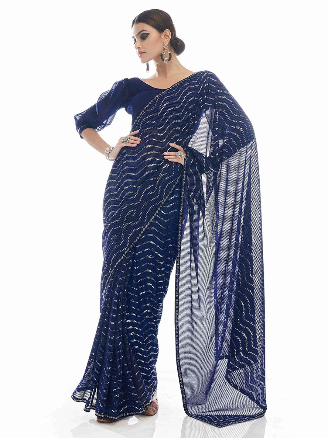 fusionic sequin embellished pure georgette saree