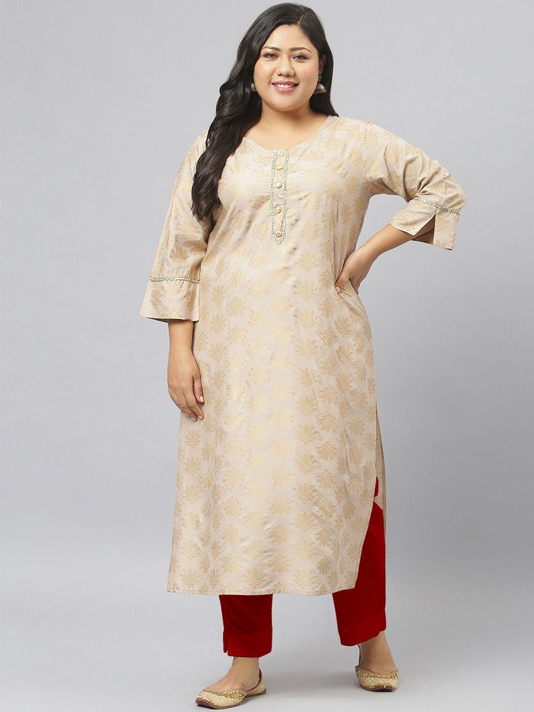 stylum plus size floral printed straight kurta