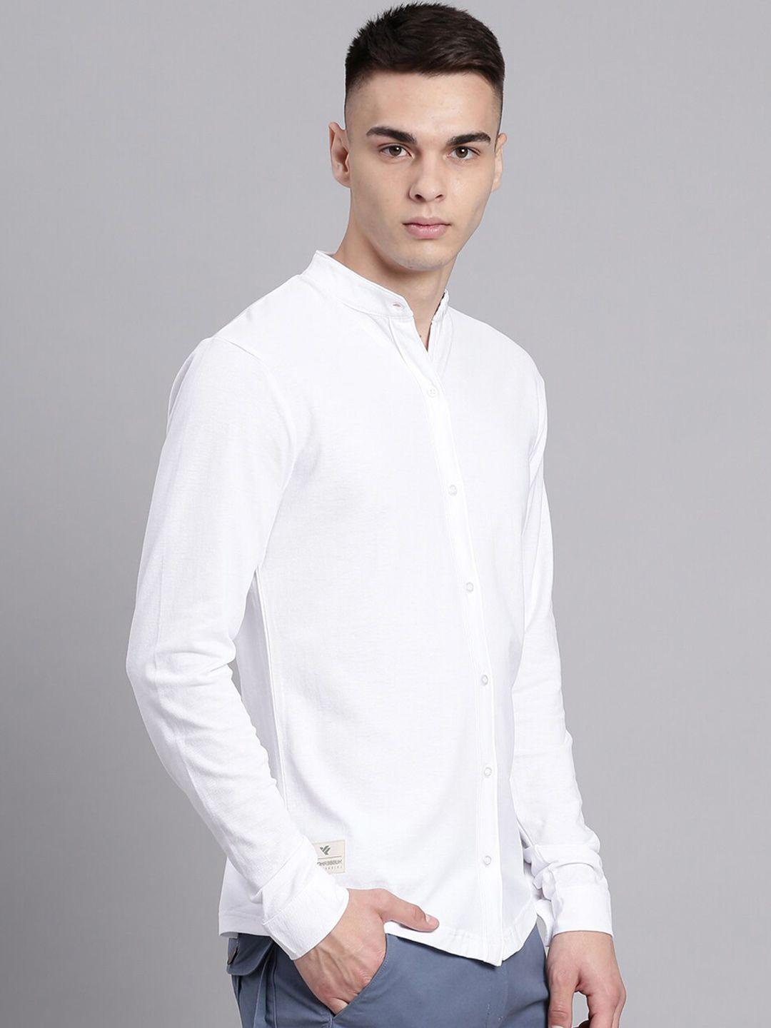 hubberholme mandarin collar regular fit cotton casual shirt