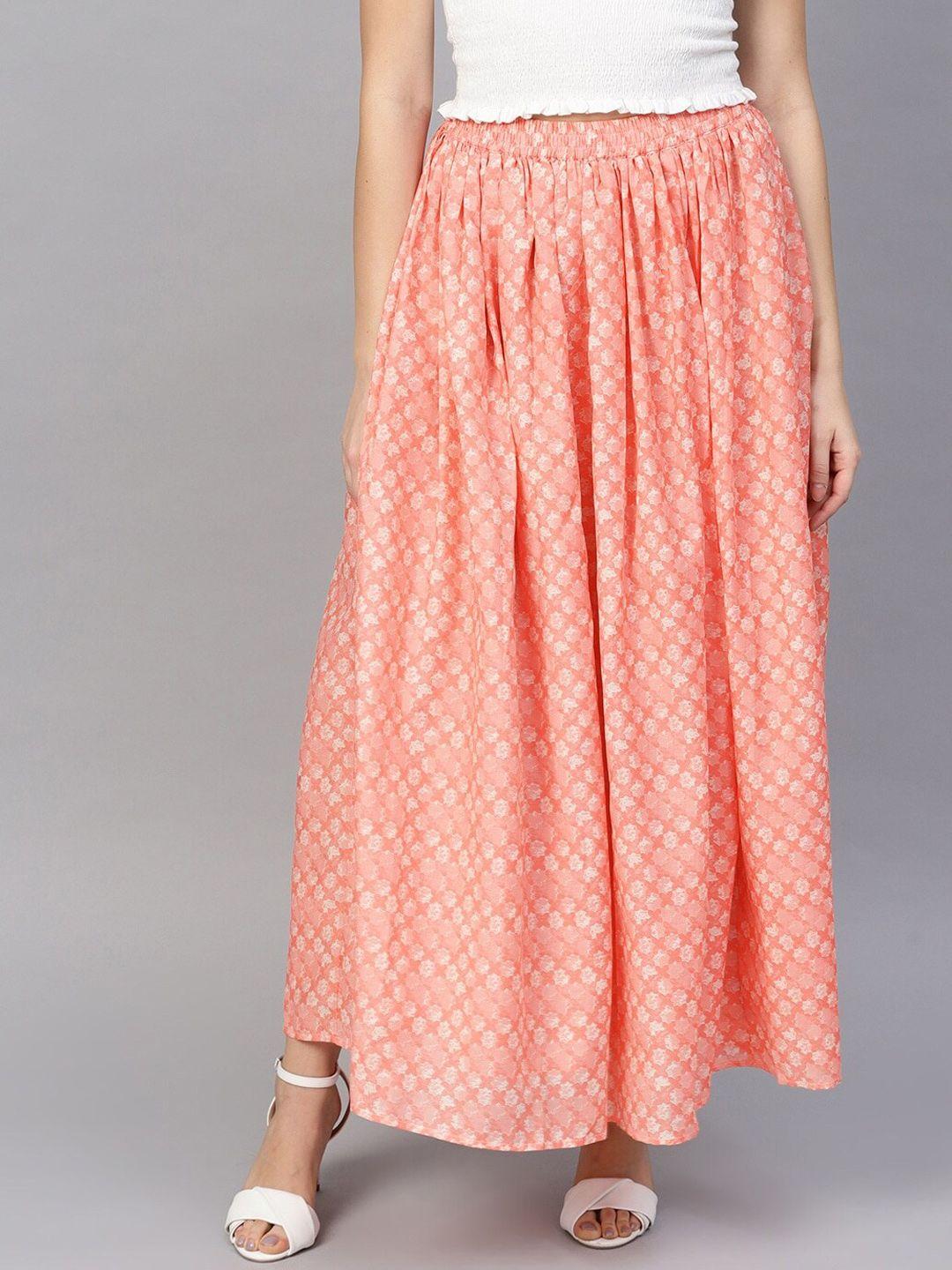 rare printed flared maxi skirt