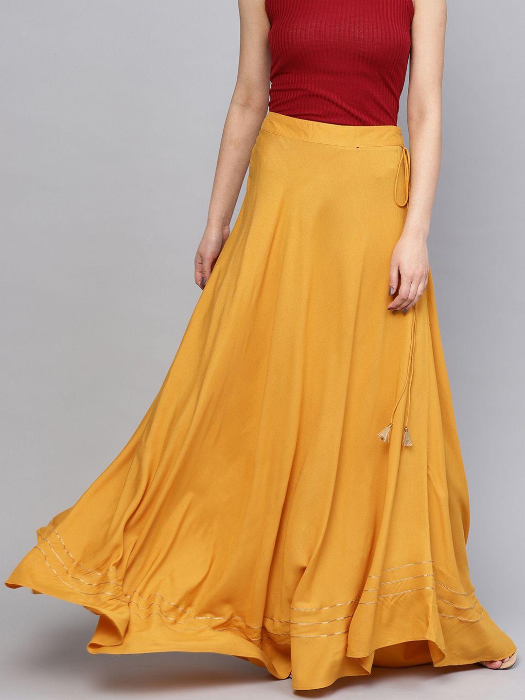 rare mustard yellow flared maxi skirt