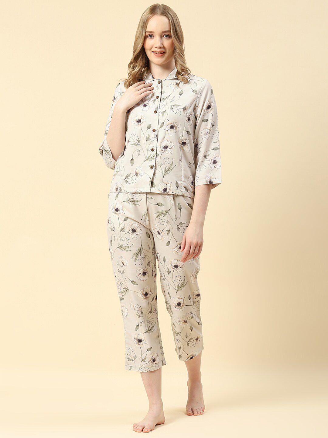 monte carlo  floral printed night suit