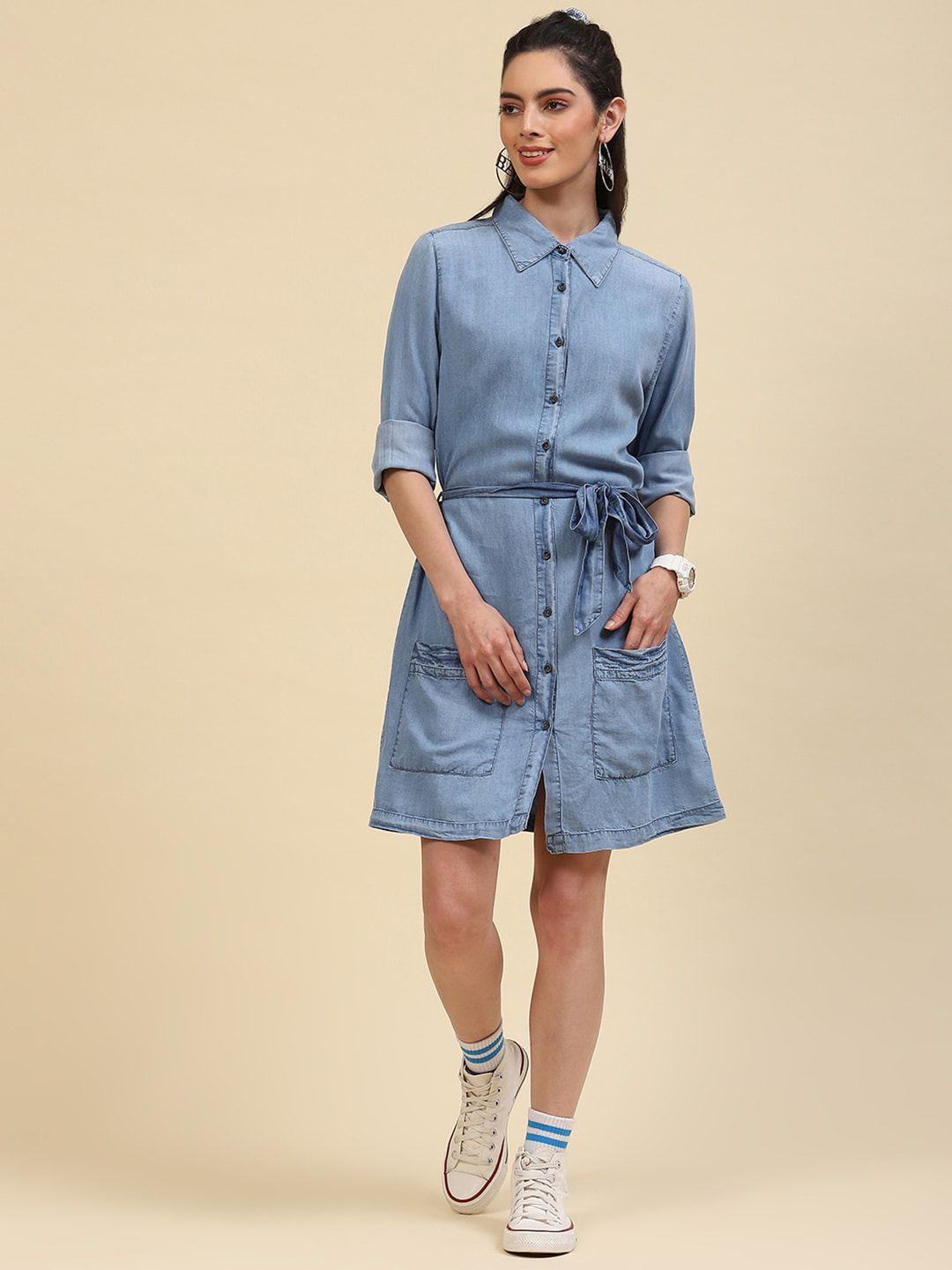 monte carlo shirt collar shirt dress with belt