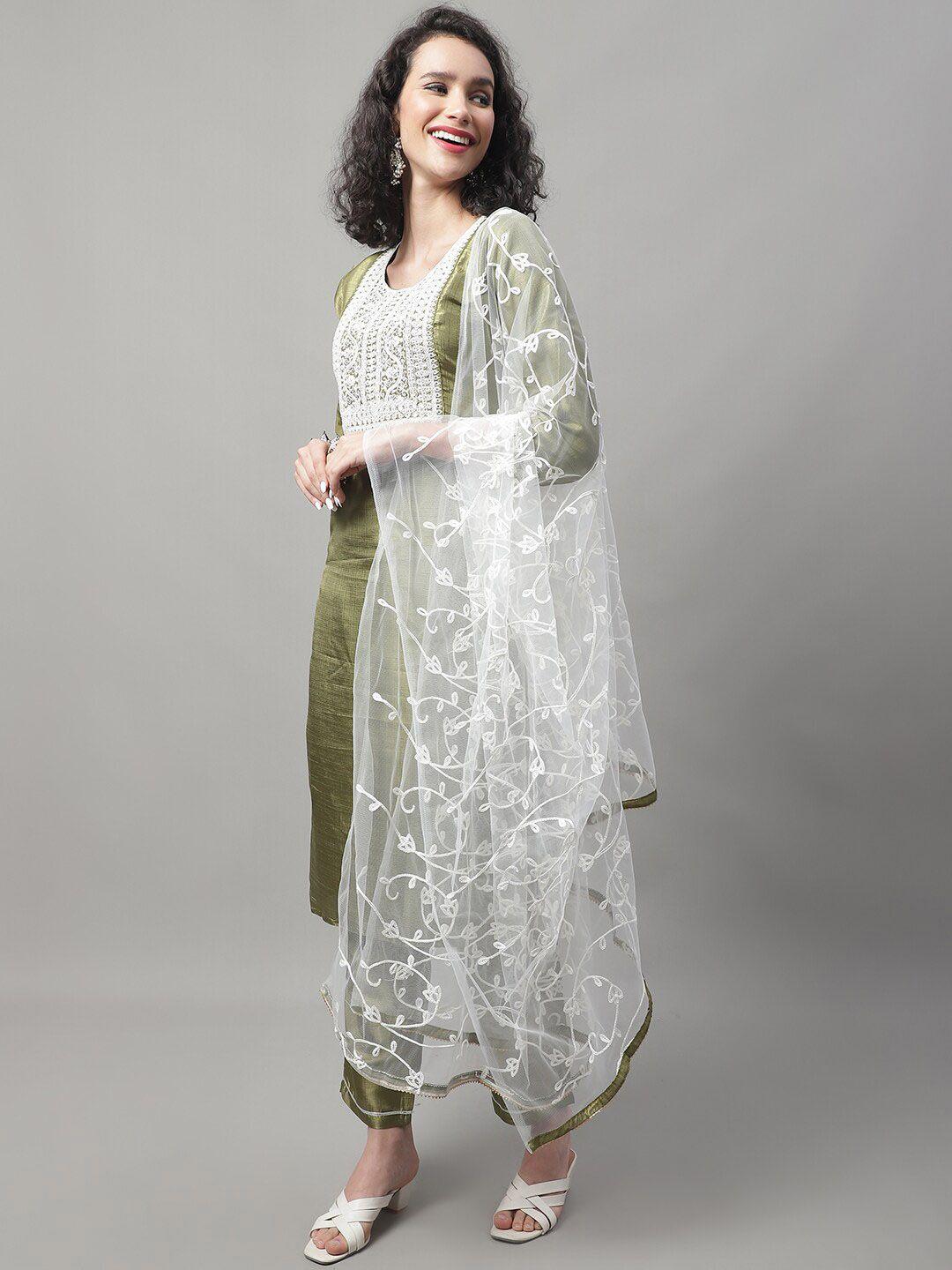 kalini ethnic motifs embroidered sequined kurta with trousers & dupatta