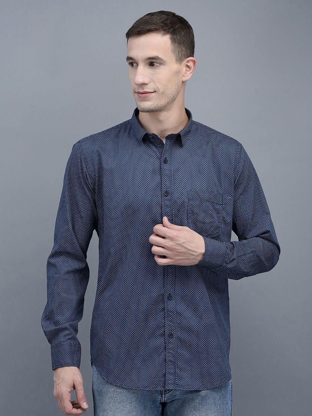 cobb slim fit micro ditsy printed cotton casual shirt