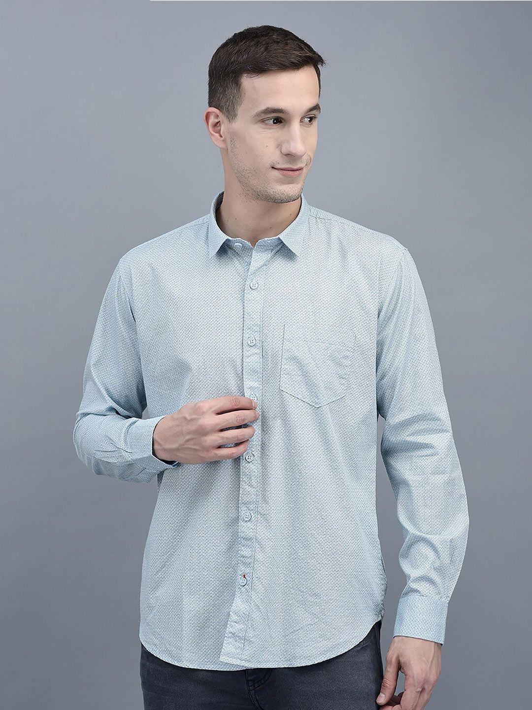 cobb slim fit micro ditsy printed cotton casual shirt