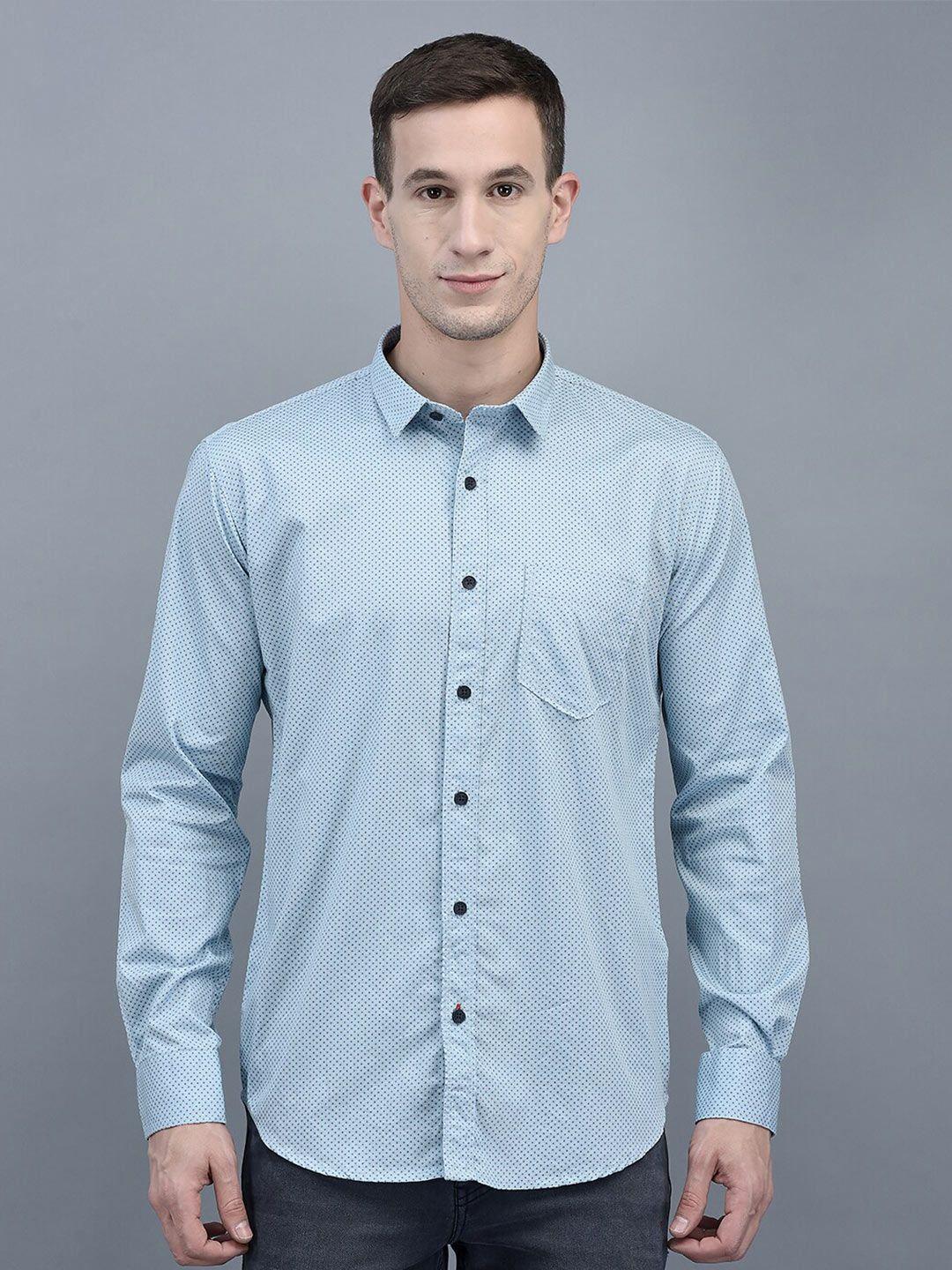 cobb slim fit micro ditsy printed cotton casual shirt