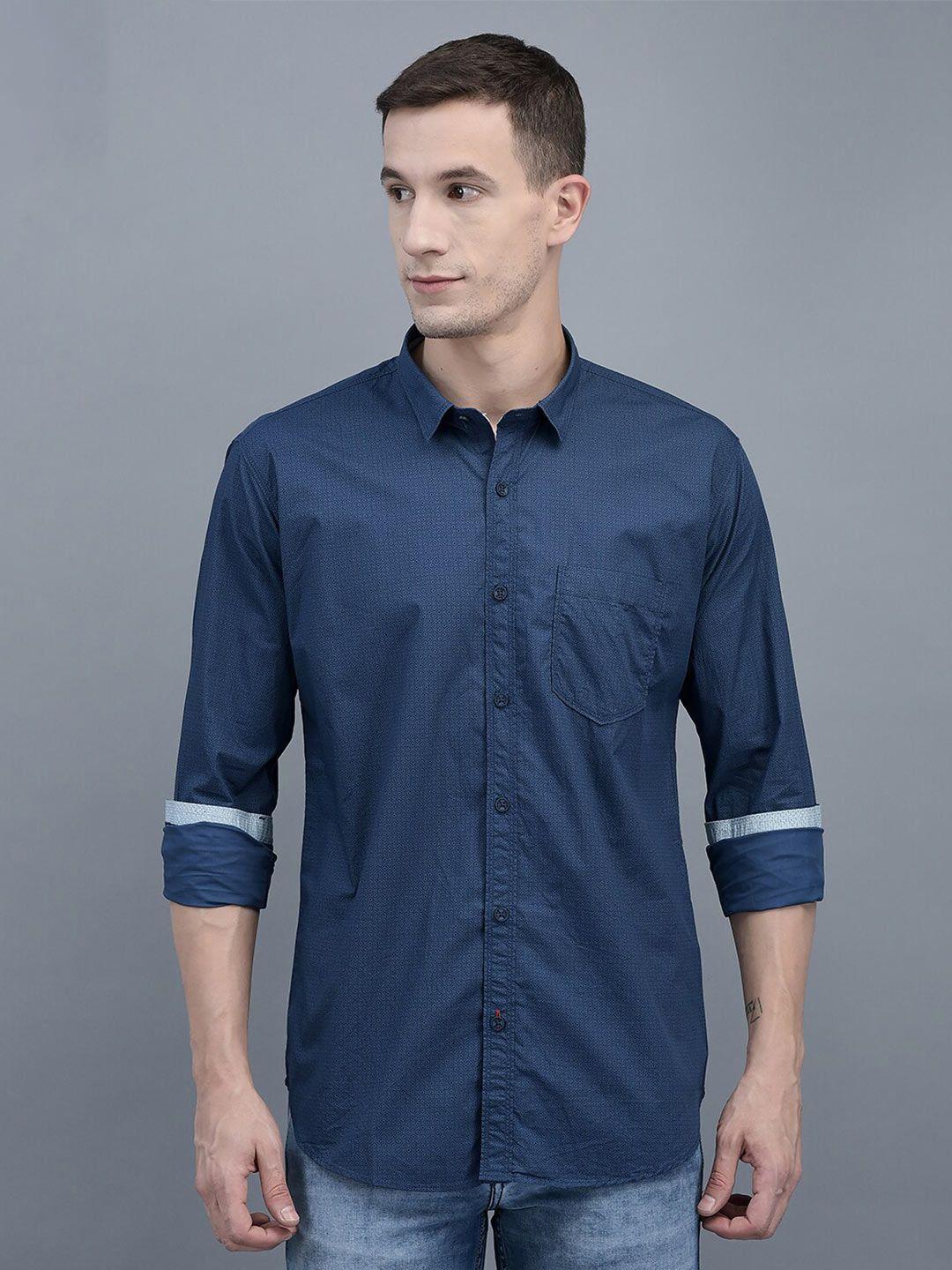 cobb slim fit micro ditsy printed cotton casual shirt