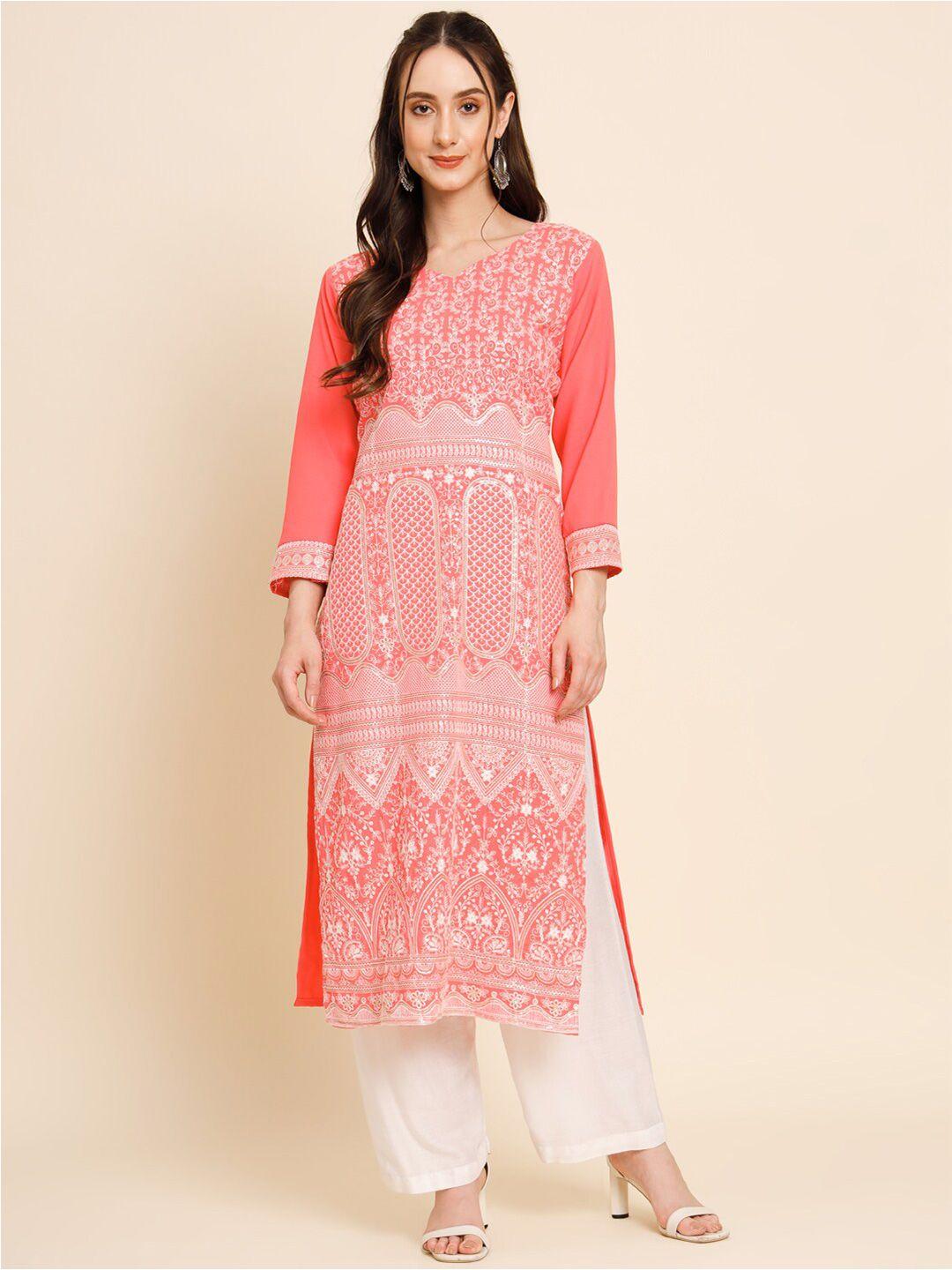 here&now ethnic motifs embroidered v-neck kurta