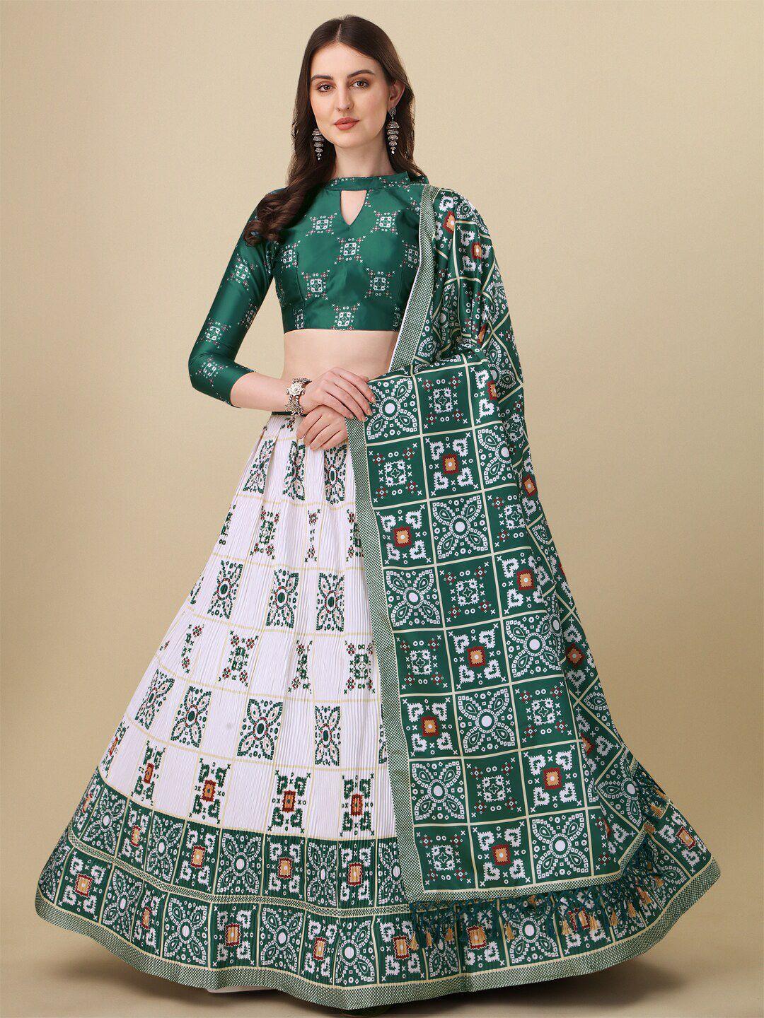 fab viva printed semi-stitched lehenga & unstitched blouse with dupatta