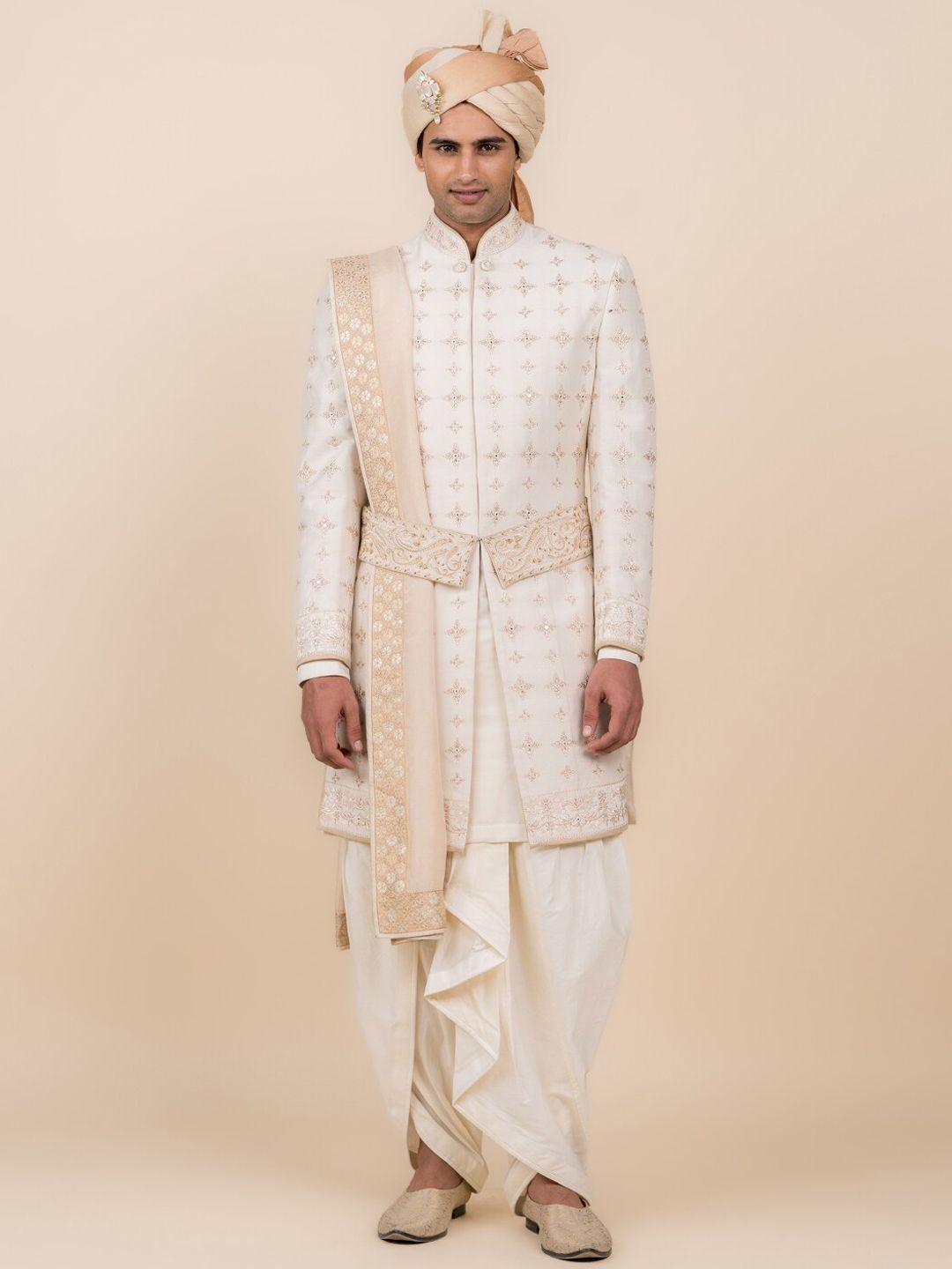 tasva men mirror work embroidered sherwani set