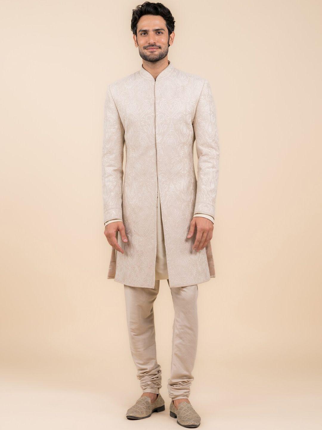 tasva woven design sherwani set