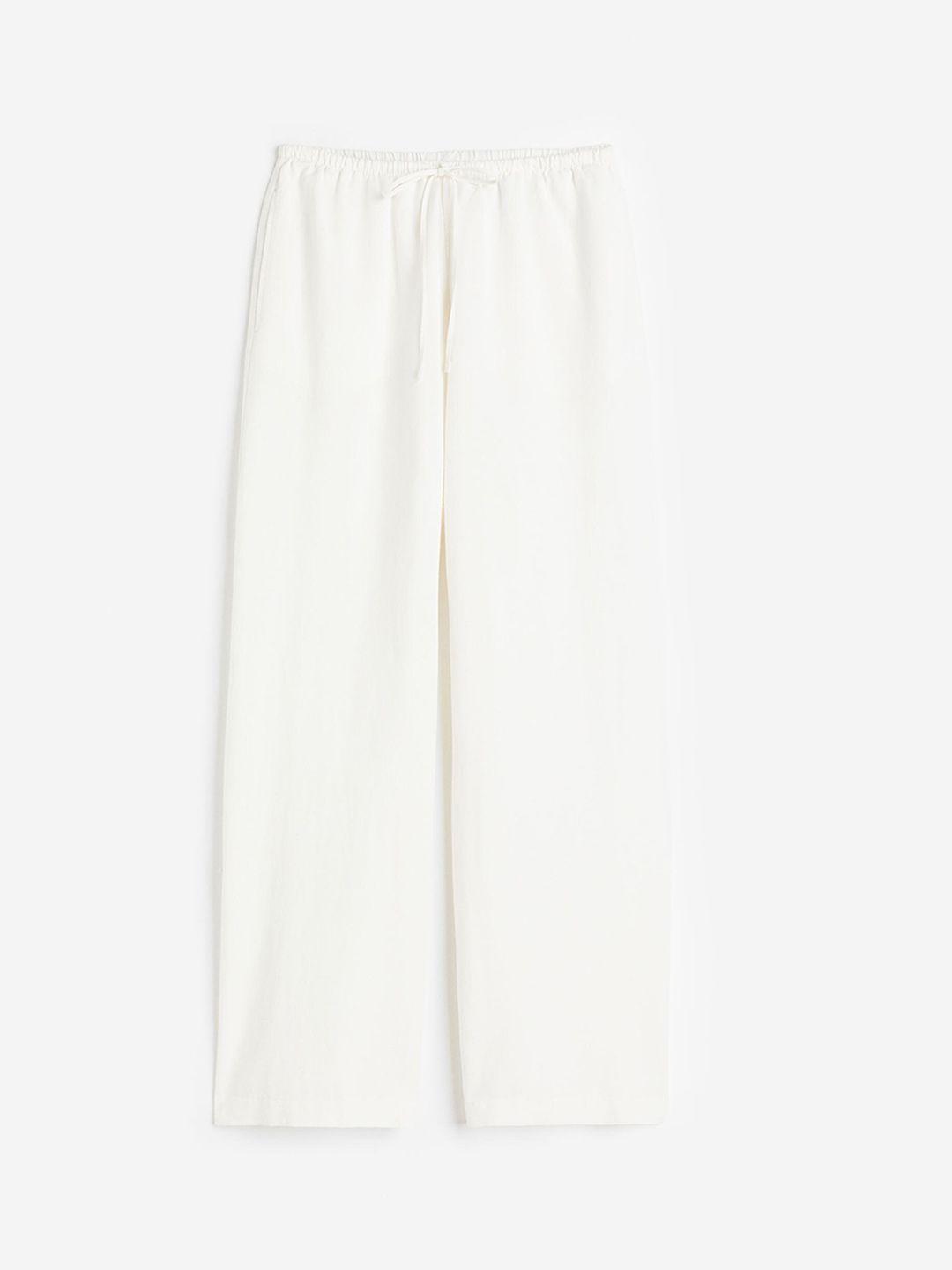 h&m women linen-blend trousers