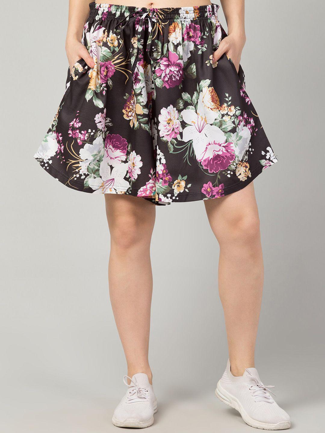 fflirtygo women floral printed oversized skirt shorts