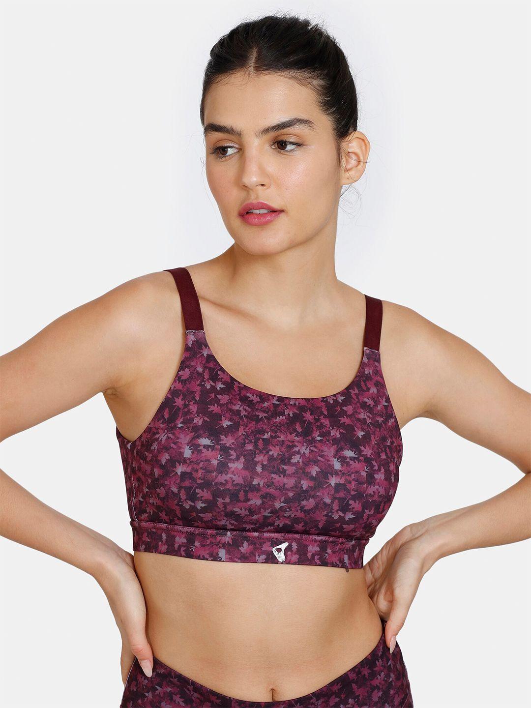 zelocity by zivame floral printed full coverage super support all day comfort workout bra