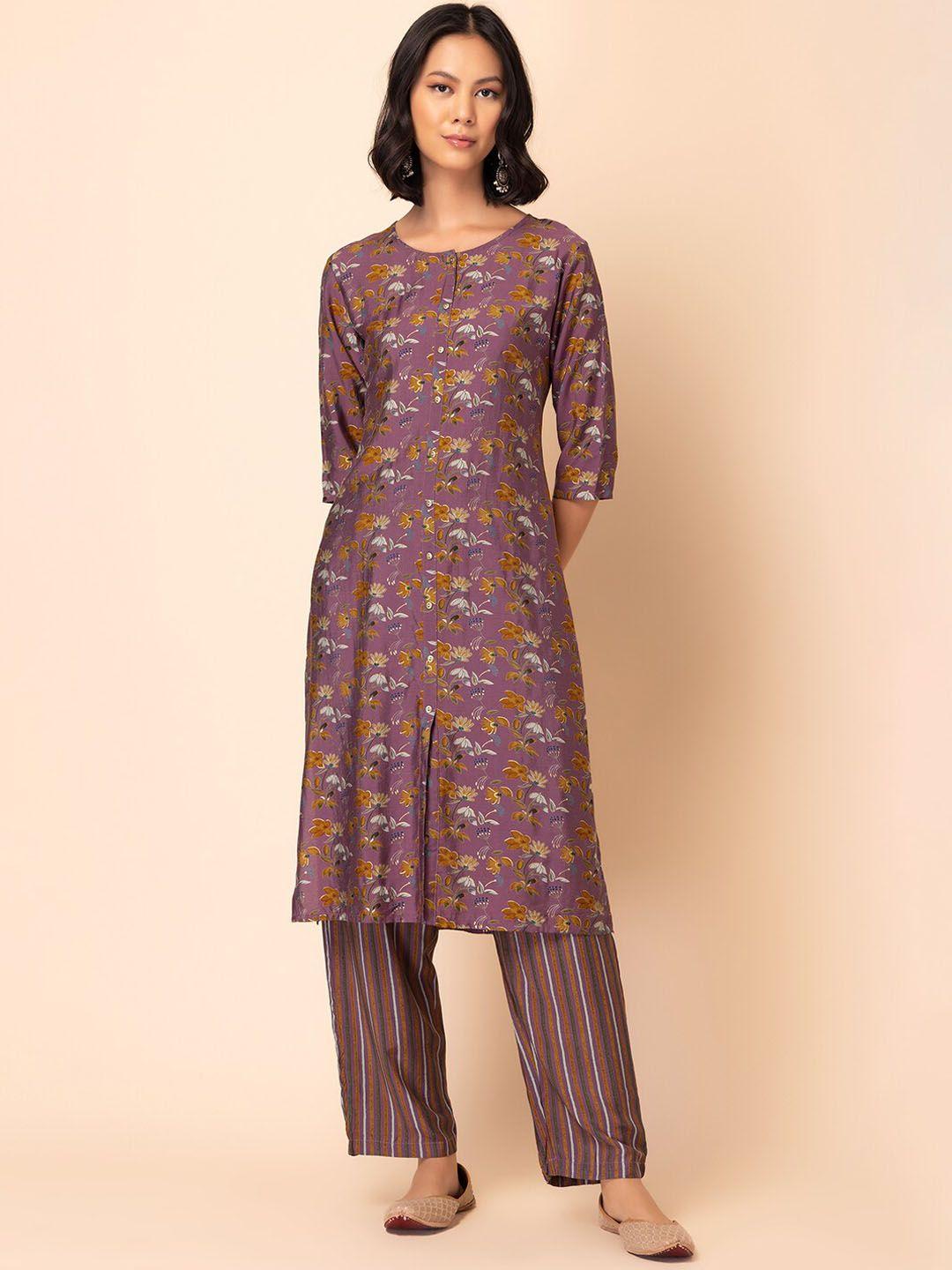 rang by indya floral printed kurta with trouser