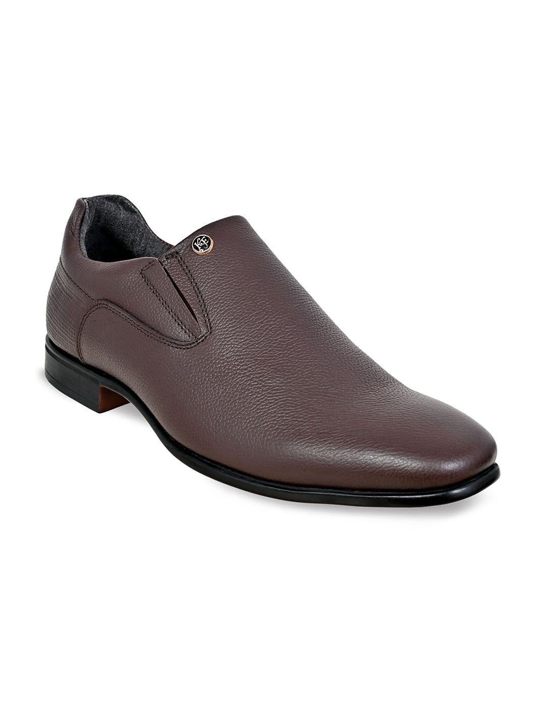 kicksfire men textured leather formal slip-on shoes