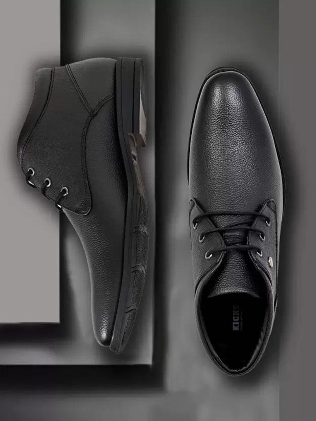 kicksfire men textured leather formal derbys