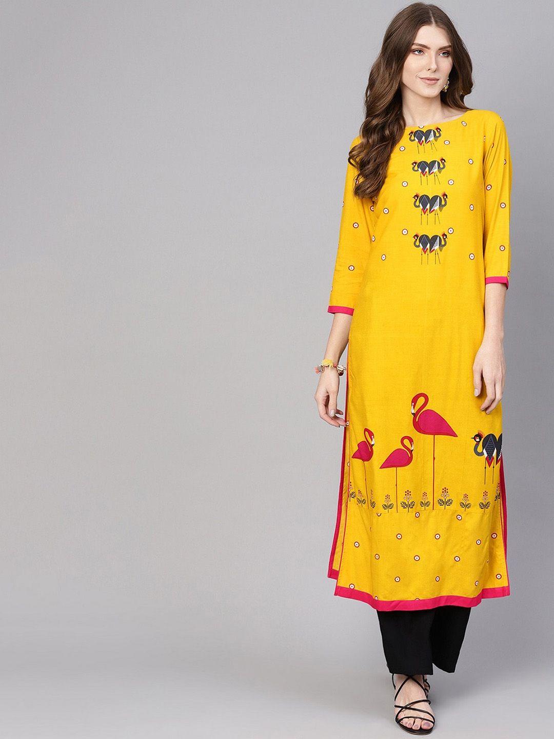 pannkh ethnic motifs printed boat neck kurta