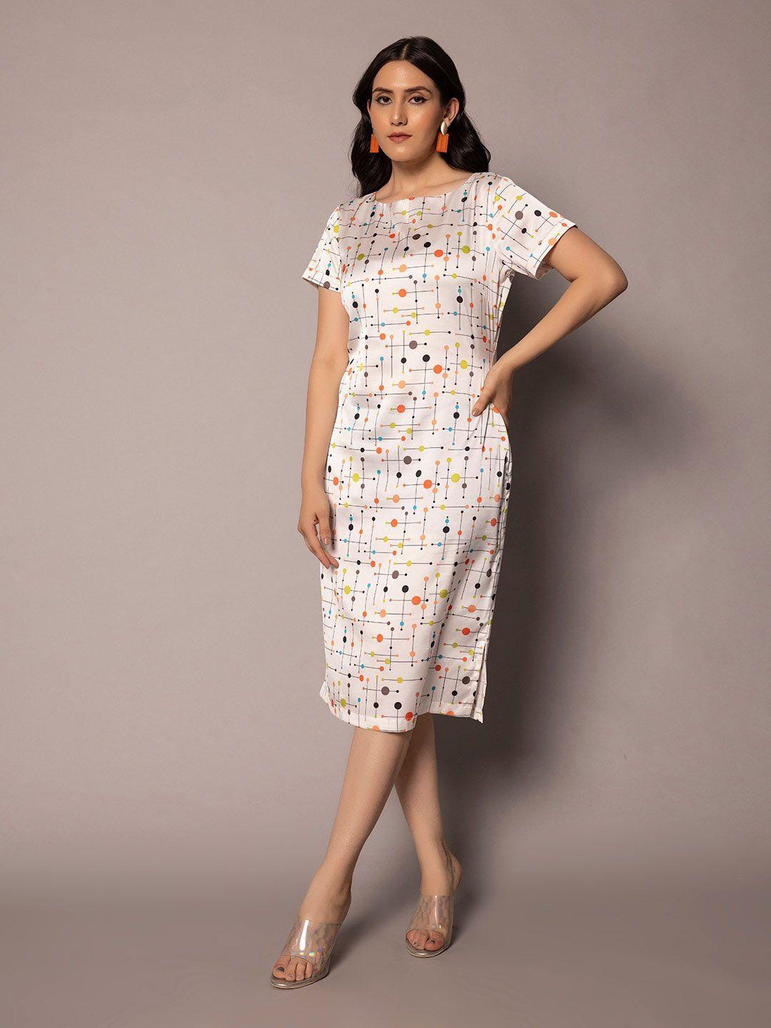 powersutra geometric printed satin sheath dress