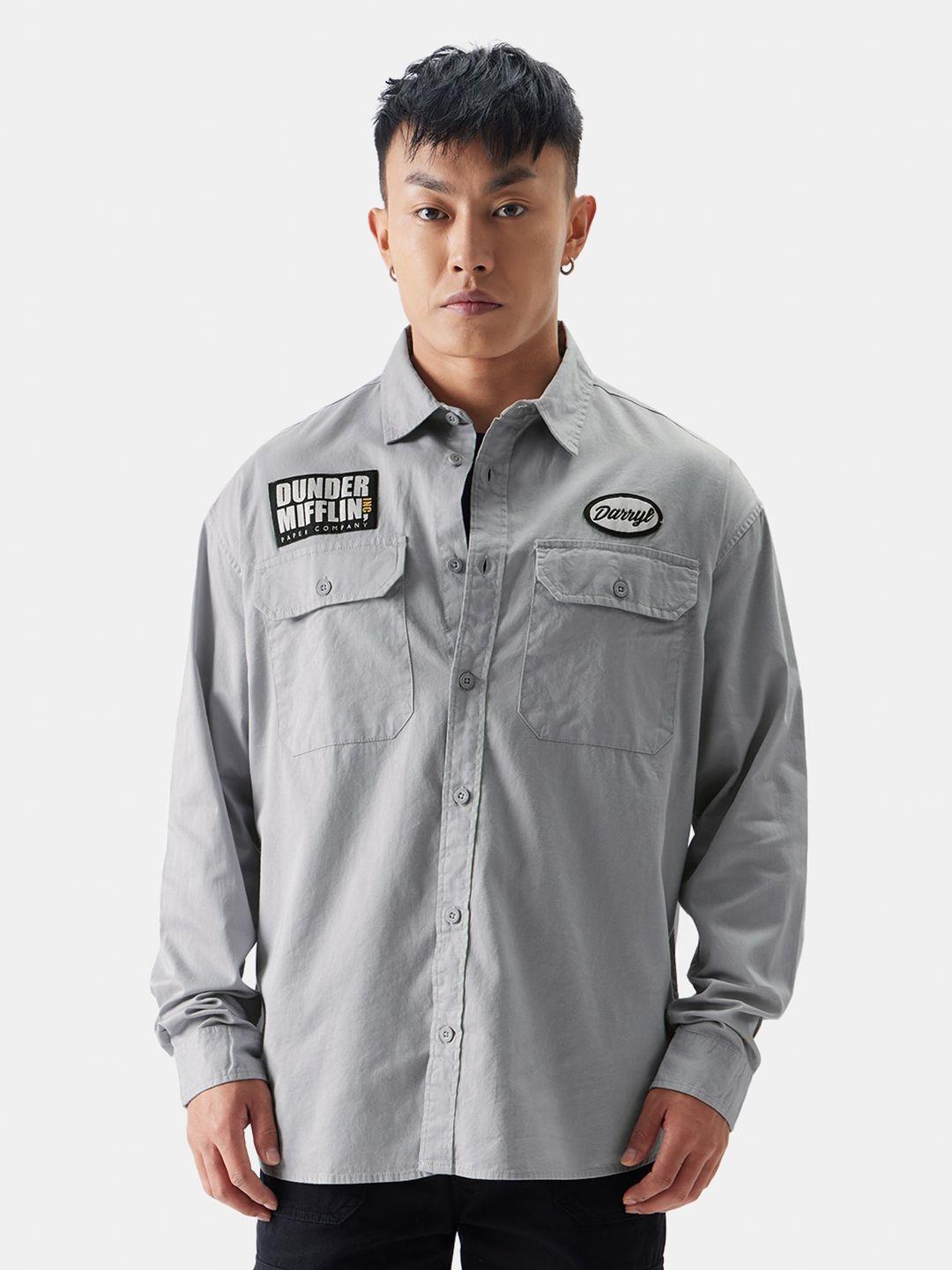 the souled store grey pure cotton casual shirt