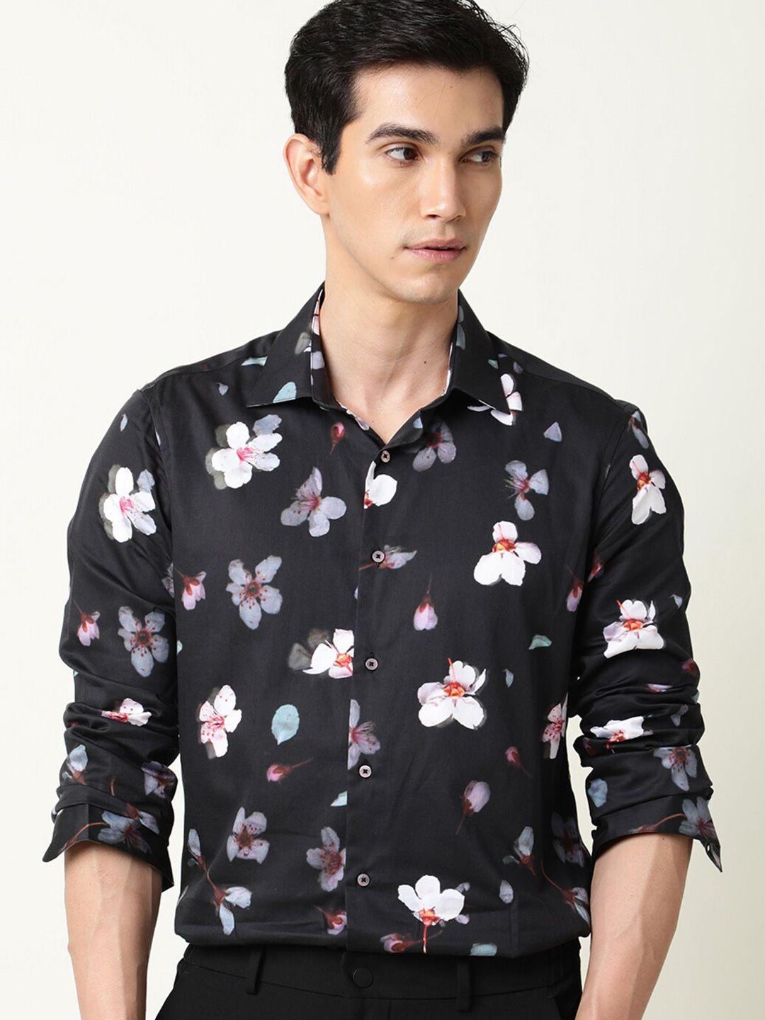 rare rabbit slim fit floral printed cotton casual shirt