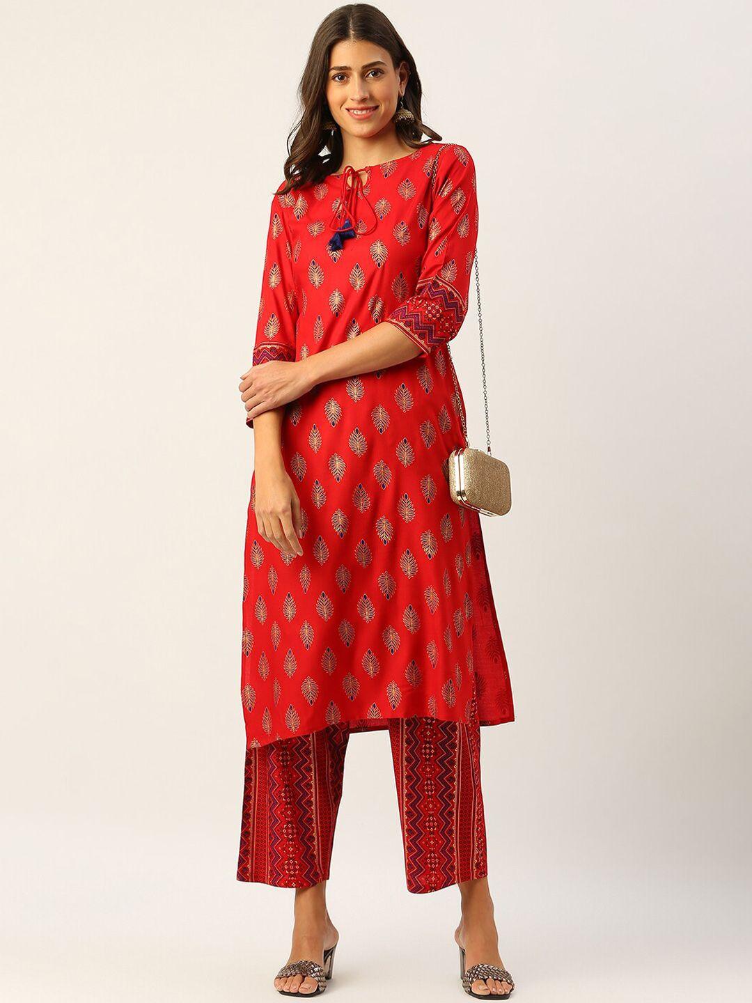 metro-fashion floral printed regular kurta with palazzos