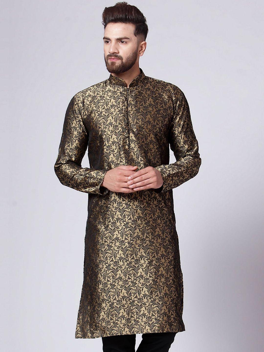 jompers mandarin collar ethnic motifs woven design jacquard kurta