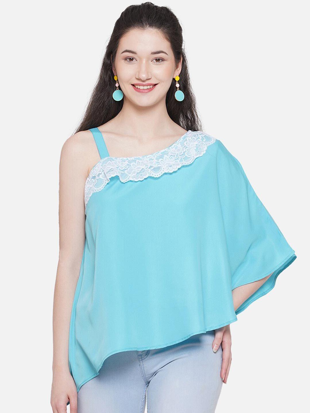 bellamia one shoulder laced crepe top